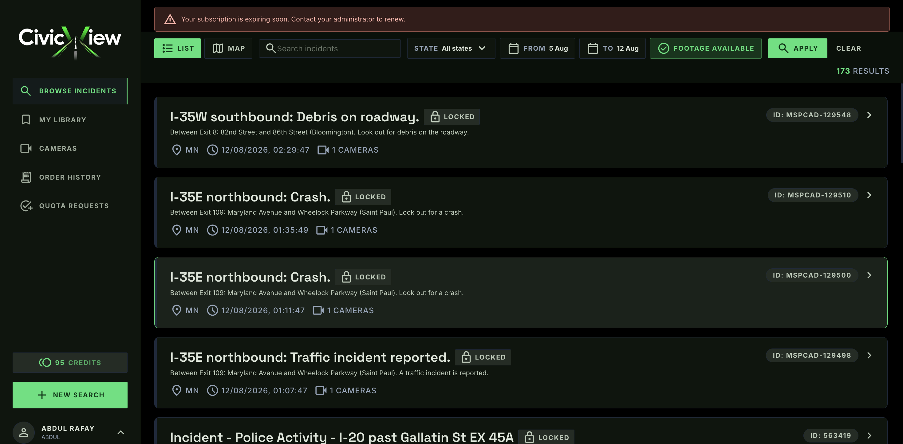 Camera Network Acces Dashboard
